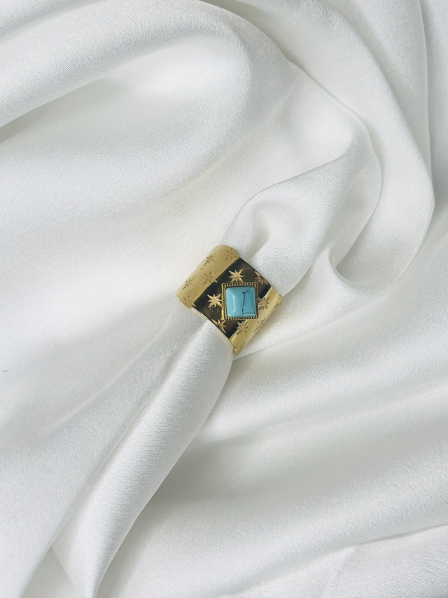 59-Bague réglable pierre bleu 