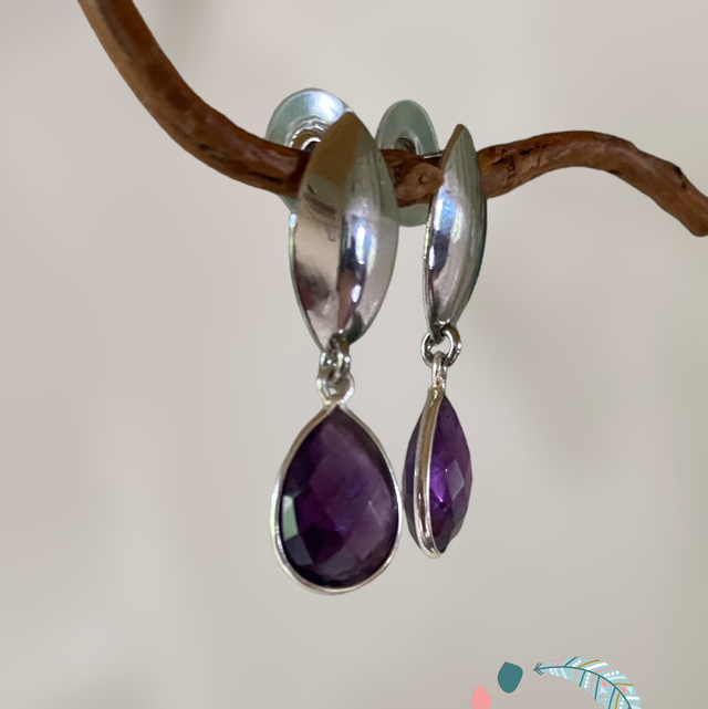 Boucles d’oreilles en améthyste facettée 