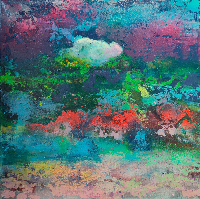 Czeskie impresje 3, 50x50 olej akryl płótno