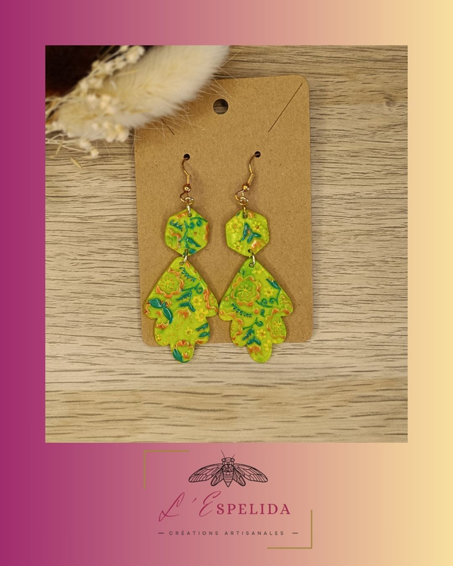 Plumes vertes, texturées et colorées