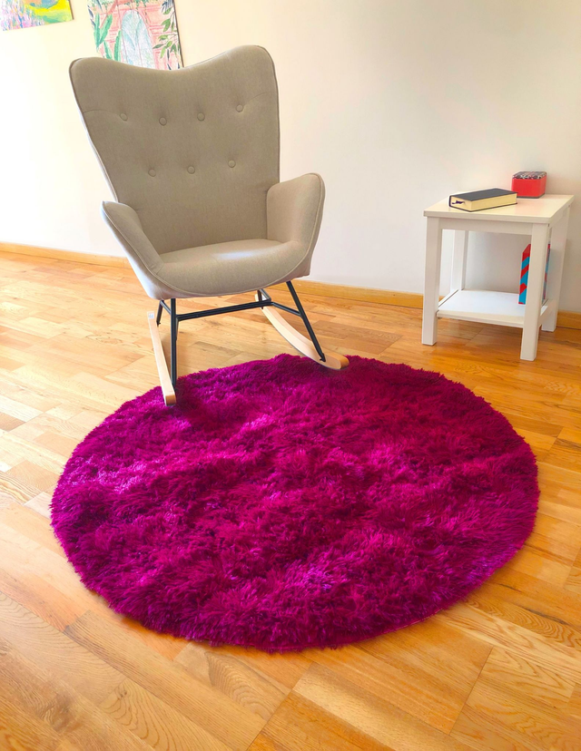 HODYSSEA Tapis RONDOUX Diamètre 140 cm 100% Polyester Poils longs