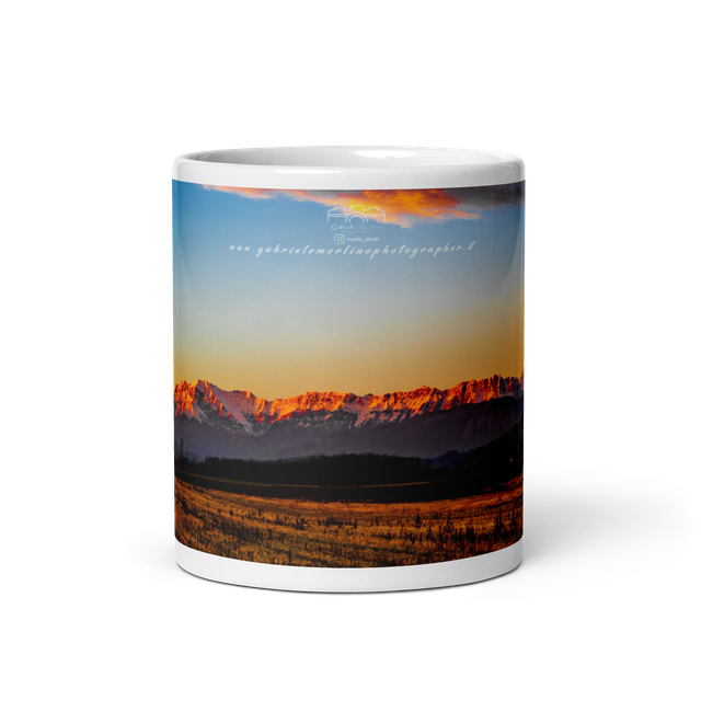  Tazza bianca lucida sunset mountain 02 