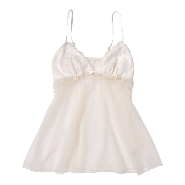 Japanese brand coquette cream/white embroidered and embellished cups cami 