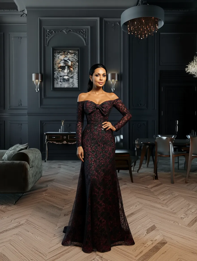 Robes haute couture en dentelles imprimées tarif sur demande.