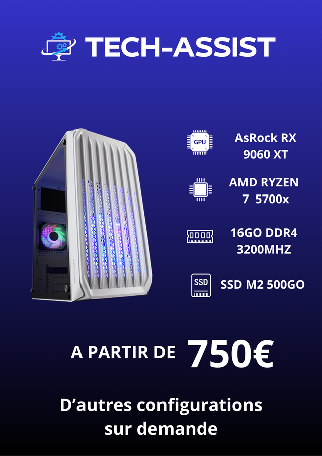 PC Gamer Zyra RYZEN 7 5700X RX 9060XT 16GO DDR4 