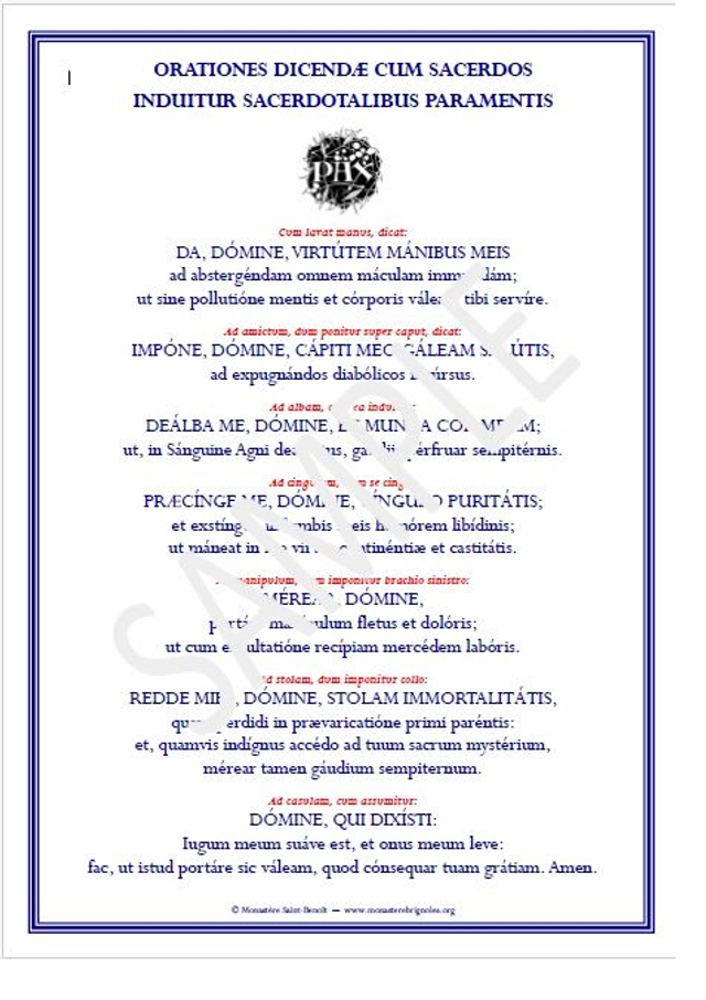 Cartes de prières d'investiture - Vesting prayer cards