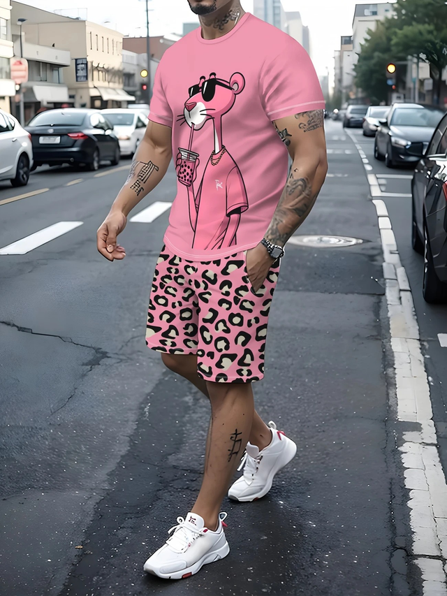 Men's Fashion Casual 3D Print Short Sleeve and Shorts Set