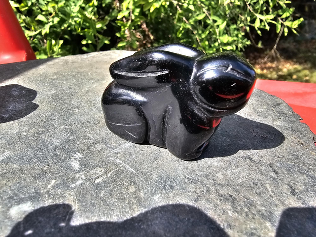 Black Obsidian rabbit bunny carving 