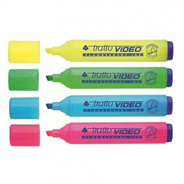 Evidenziatori Tratto Video Colori Assortiti - Punta a Scalpello di Fila