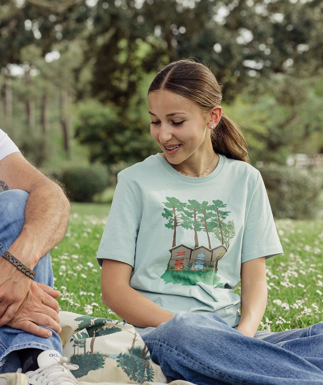 CABANES - T-SHIRT ENFANT VERT JADE