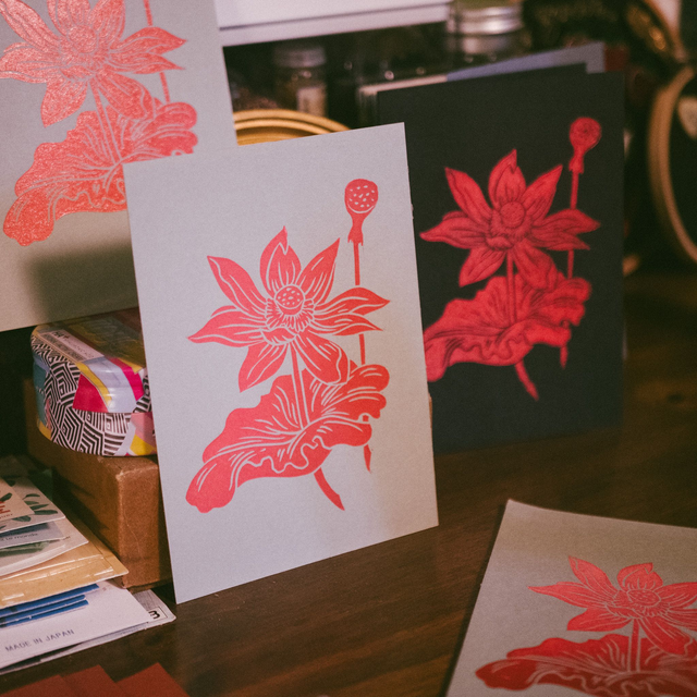 Linogravure - Lotus - A6
