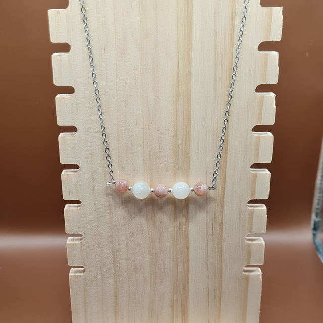 Collier 5 perles Pierre de lune