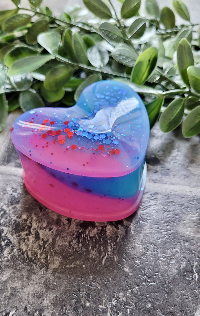 Heart Pot Trinket Tray – Bright Pink and Blue Glitter Heart Shaped Box