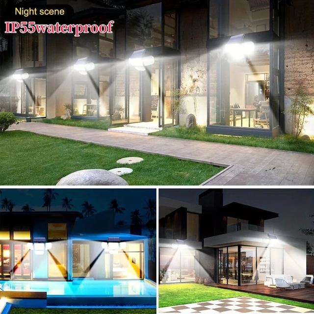 Three-head separate solar LED wall lamp