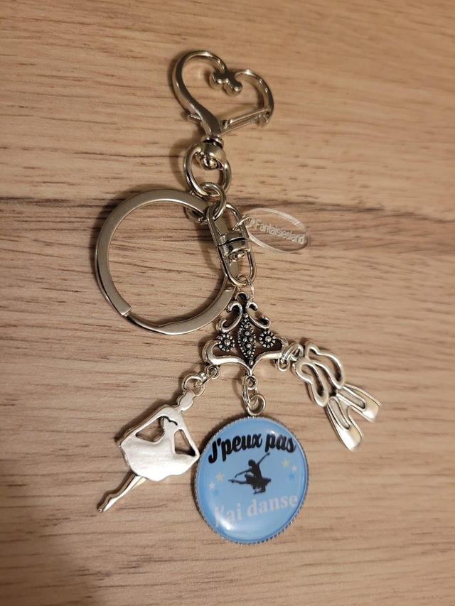 Accroch-clés argenté - J'peux pas j'ai danse