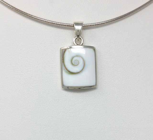 PENDENTIF RECTANGLE BOMBE OEIL DE STE LUCIE ARGENT RHODIE VENDU SANS CHAINE - OSLP170802