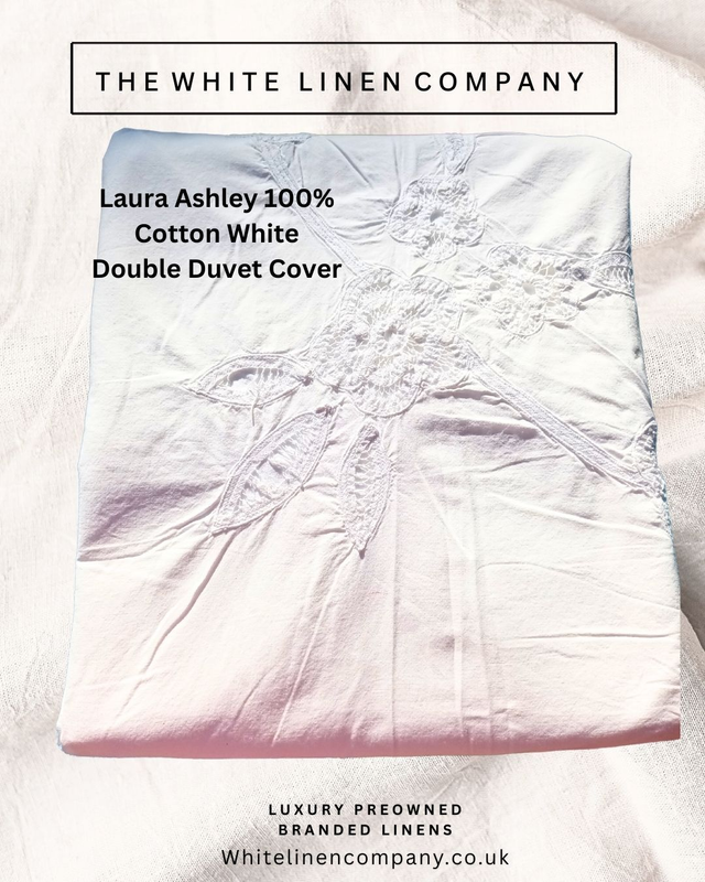 1 Laura Ashley 100% Cotton White Embroidered Double Duvet Cover