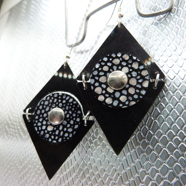 Boucle d'oreille vinyle "Pivot Ecaille"