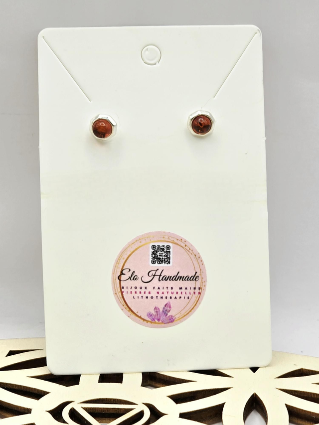 Boucles d'oreilles Ambre et Argent 925 