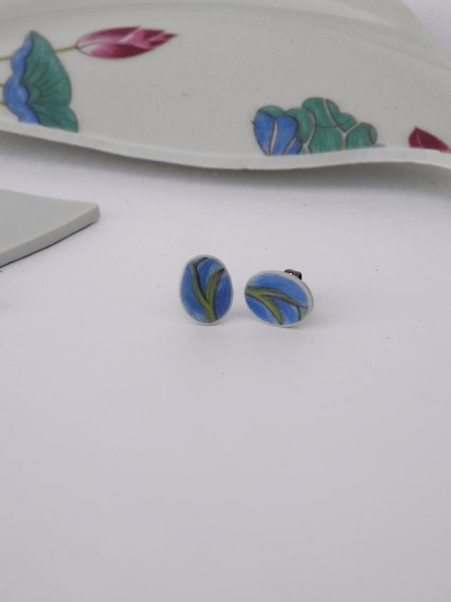 Boucles d'oreilles - porcelaine Charles Field Haviland - modèle Lotus no.4