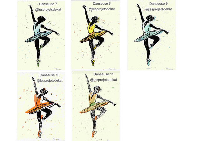 Danseuse - Linogravure & Aquarelle