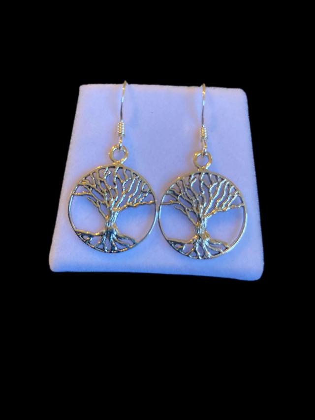 Sterling Silver Large Tree of Life Drop Earrings