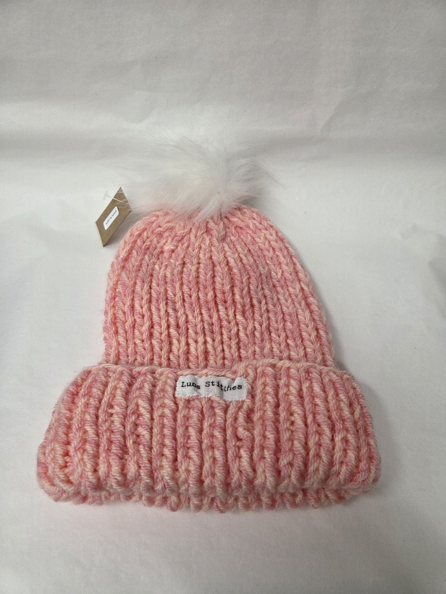 Baby Pink Two Tone Bobble Beanie - 100% Acrylic - LW-007 