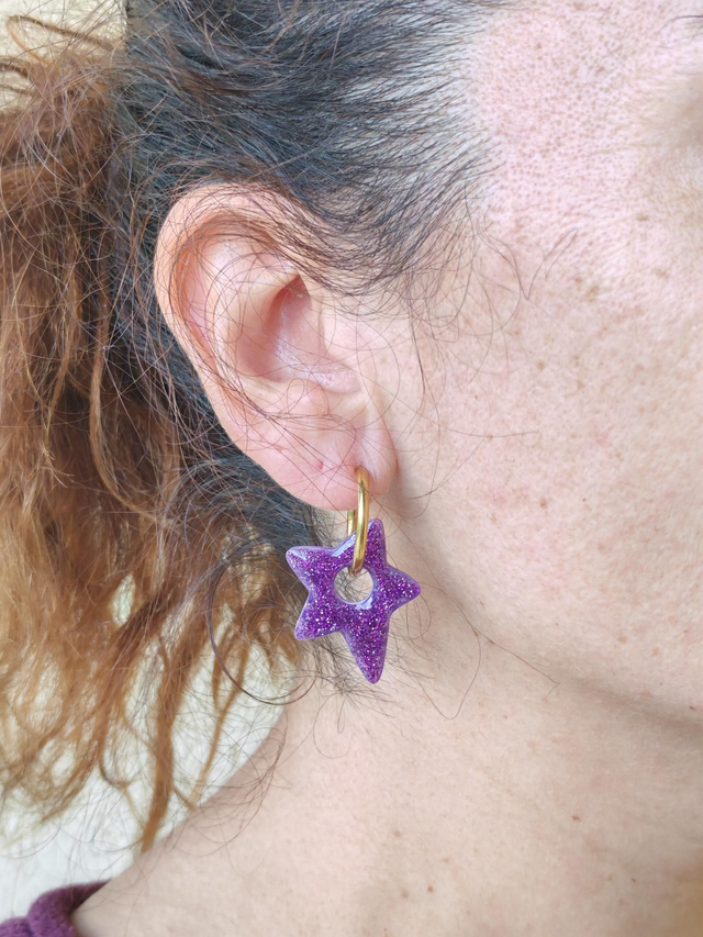 Choupettes Star réversibles, violette effet pierre