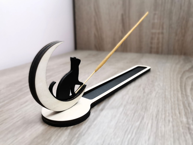Porte encens Chat Lune