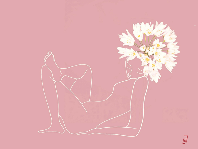 Tête d'ail - Fond rose