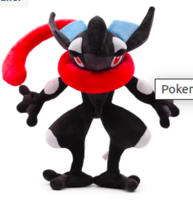 Pokemon grote knuffel Greninja zwart (26cm)
