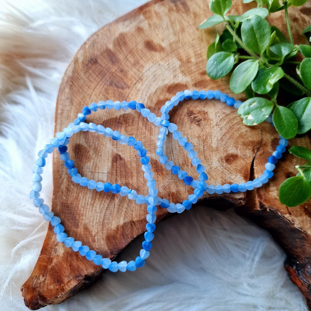 Blue Aventurine 2mm Hearts Beaded Bracelet 