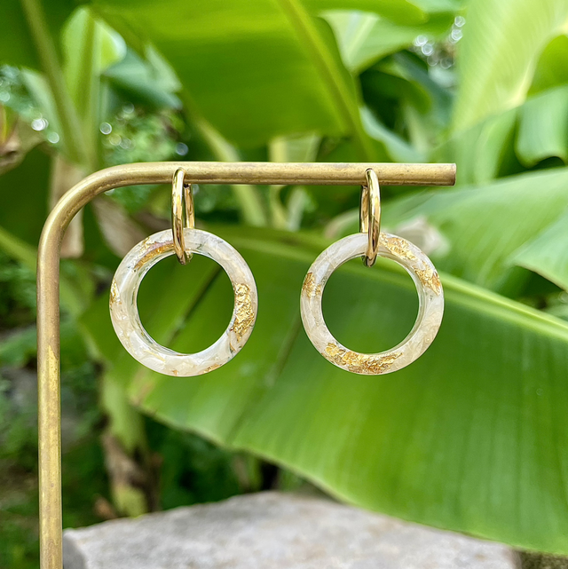 Boucles Pampilles - blanches et or 