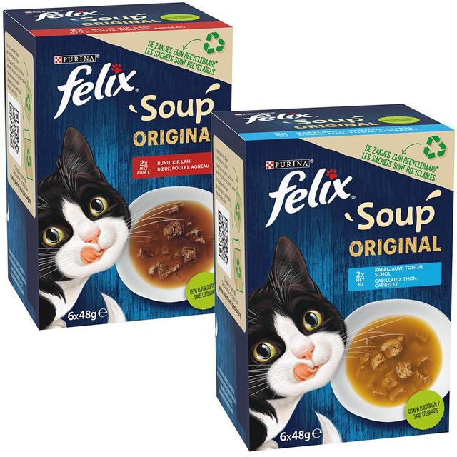 Felix Soup Original 48g 2 x Cod, 2 X Tuna &amp; 2 Plaice