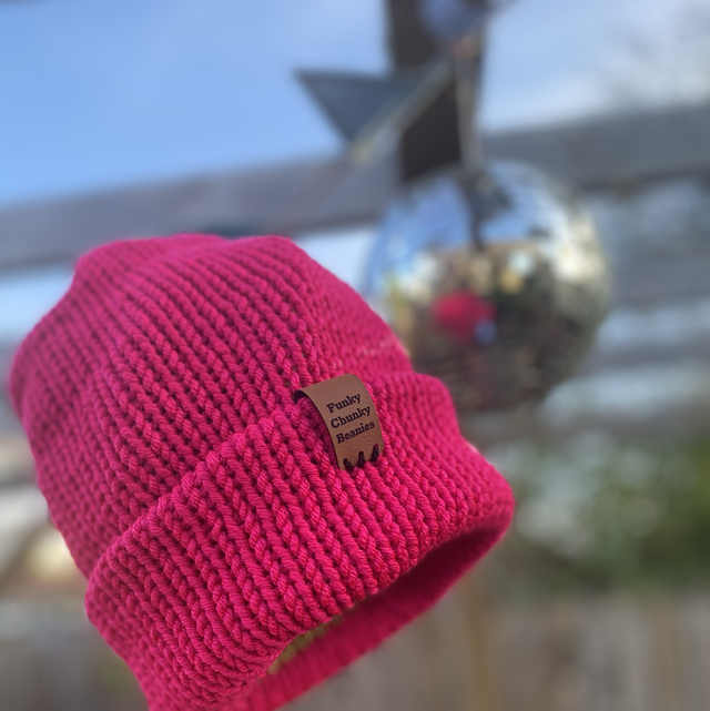 Funky Chunky Beanie - Signature Magenta - Handmade in Scotland