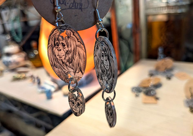 Orang-Outan et bébé, boucles d'oreilles