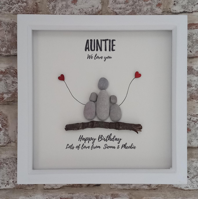 Personalised Pebble Art Gift for Auntie&#039;s Birthday - From Nieces &amp; Nephews&quot;