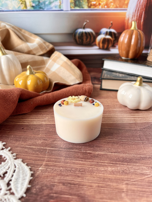 🍁 Maxi bougie fleurie - parfum Plaid chaleureux