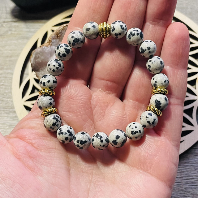 🧘♀️🐾Bracelet en Jaspe dalmatien