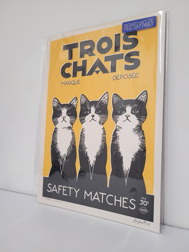 MASHBOX Trois Chats Signed Giclée A4 print - JP-102
