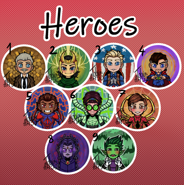 Heroes Round Pin Buttons