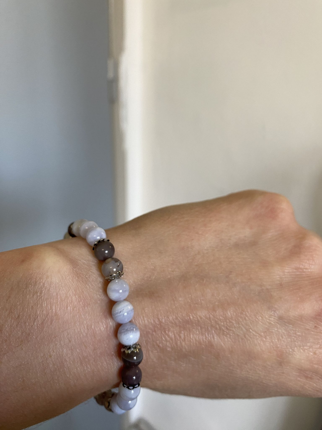 Bracelet Agates (Blue Lace et du Botswana)
