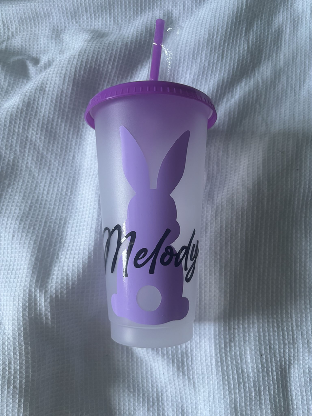 Personalised Easter Bunny Cold Cup - Cute Custom Tumbler Gift
