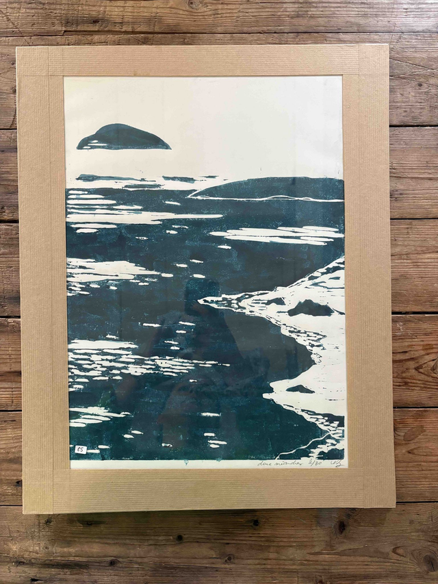 La Rance, linogravure encadrée 70 x 50 cm