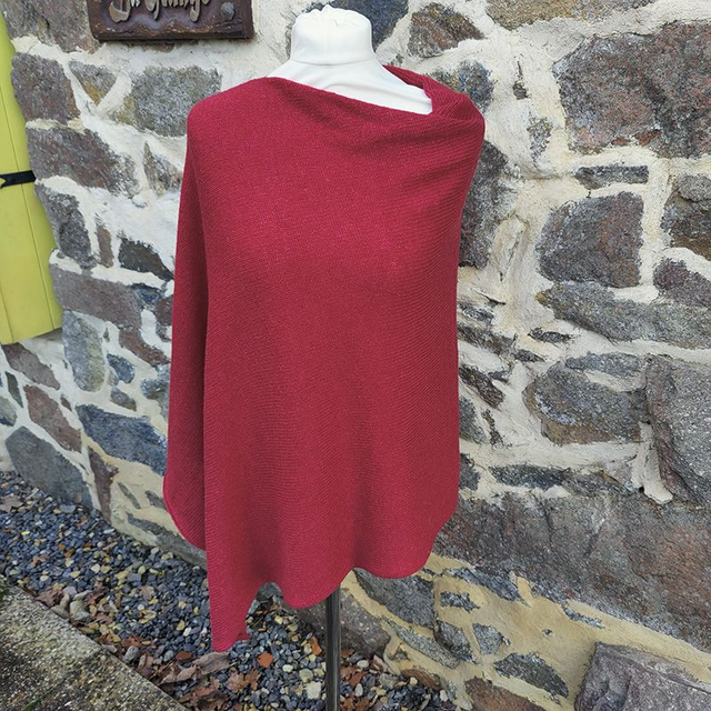 Winter Let it Snow Raspberry red poncho. Lambswool poncho. Womens red poncho. Stylish poncho. Womens capes and outerwear. Wool poncho. Knitted poncho