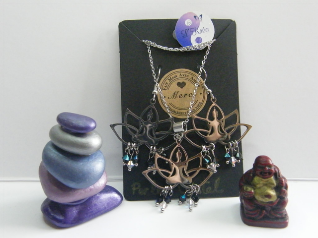 Bouddha Perles Cristal Noir/Blanc