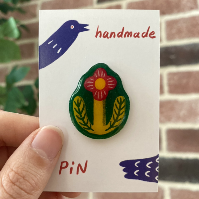 Handmade Pink Flower Pin