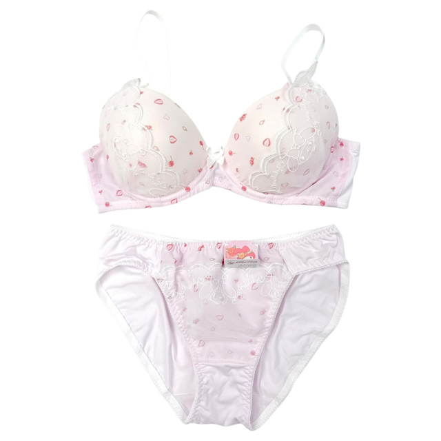 BNWT Japanese brand coquette pink strawberry my melody sanrio bra and underwear set  