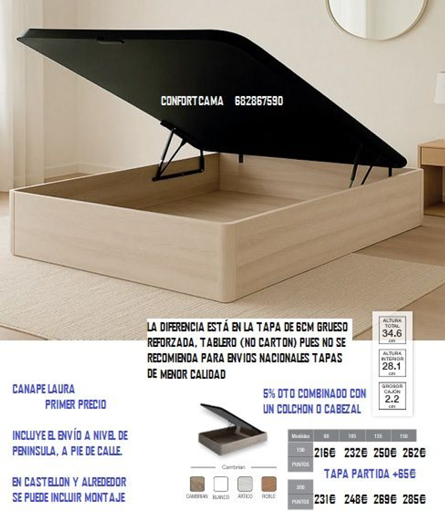 CANAPE ABATIBLE de PRIMER PRECIO LAURA (Familia IMPORTA Transporte incluido)