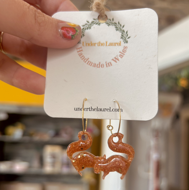 Squirrel Earrings- Copper
